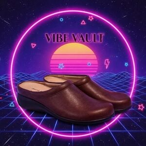 David Tate Brown Leather Mule Women's Size 7.5 W Like New